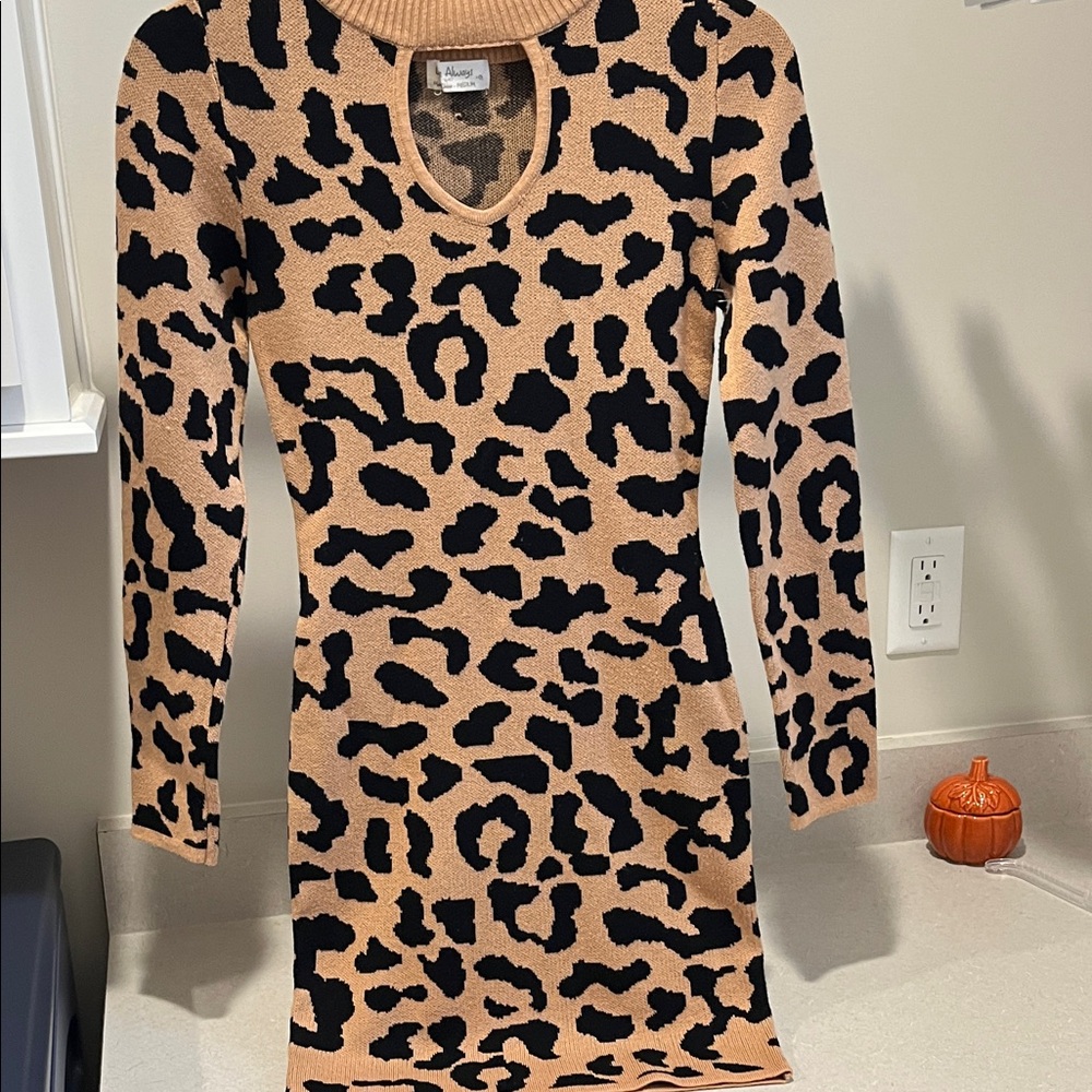Always Leopard Print Sweater Dress